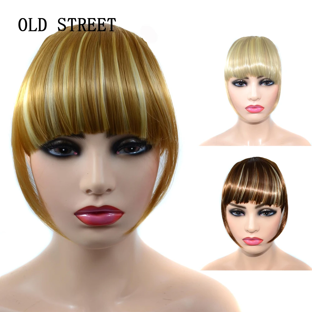 

3D Synthetic Thick Air Bangs with Two Long Sides Heat Resistance Silk Front Neat Bang Fringe Natural Fake Black Brown For Women