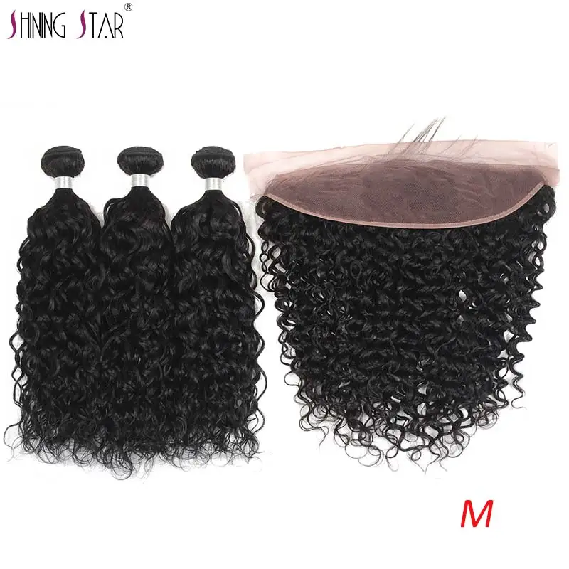 Волнистые волнистые пряди с закрытием 13*4 Кружевные бразильские человеческие
