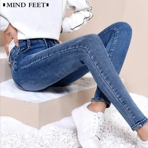Женские узкие джинсы MIND FEET, тонкие джинсовые брюки-карандаш, эластичные женские облегающие брюки с эффектом пуш-ап, разные размеры, лето-весна