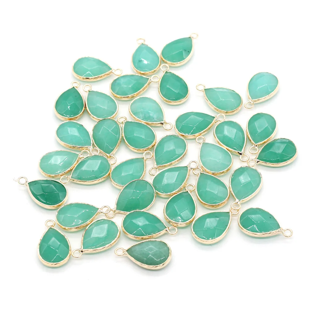 

3pcs Natural Stone Faceted Pendants Water Drop Shape Malaysian Jades Exquisite Charms for Jewelry Making DIY Earring Necklace