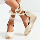 Сандалии женские холщовые с ремешком на щиколотке, эспадрильи, удобные дышащие, льняная пенька, туфли-лодочки, повседневная обувь