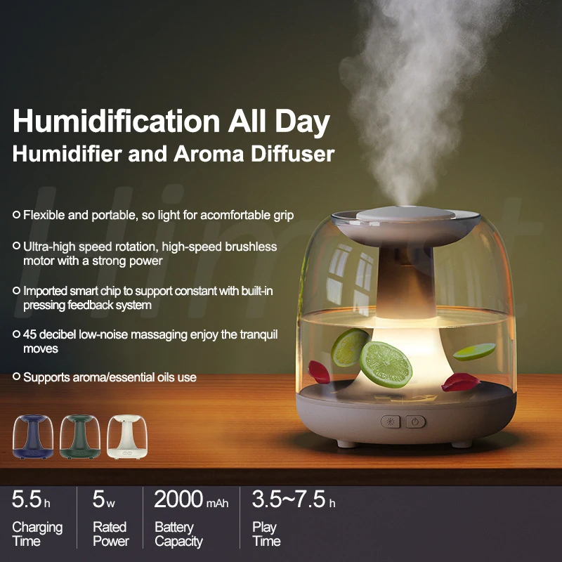 

1200ML Large Capacity Essential Aroma Oil Diffuser Air Humidifier Rechargeable 2000mAh Battery Mist Maker LED Light for Home