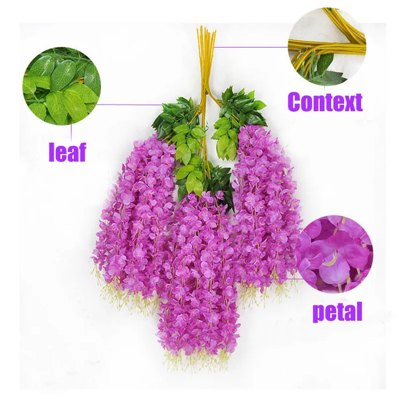 12 шт./лот цветы из глицинии садовое украшение для дома искусственные растения