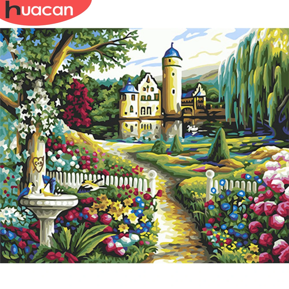 HUACAN живопись по номерам сад пейзажные наборы Рисование холст ручная роспись