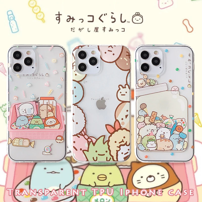 Прозрачный чехол Sumikkogurashi из ТПУ для телефона iPhone 12 11Pro MAX 6 6s Plus 7 8 plus X XR XS аниме