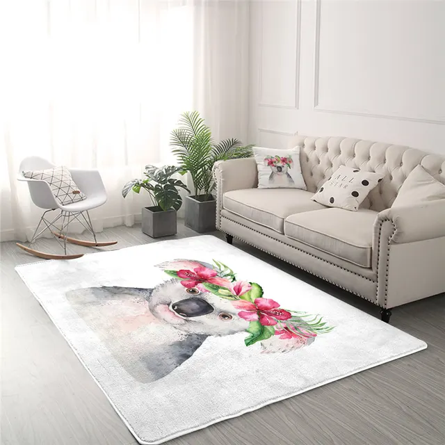 BlessLiving Koala Carpet for Bedroom Anadem Floor Mat Cartoon Area Rug For Living Room Cute Tapis Salon 91x152cm Grey Alfombra 2