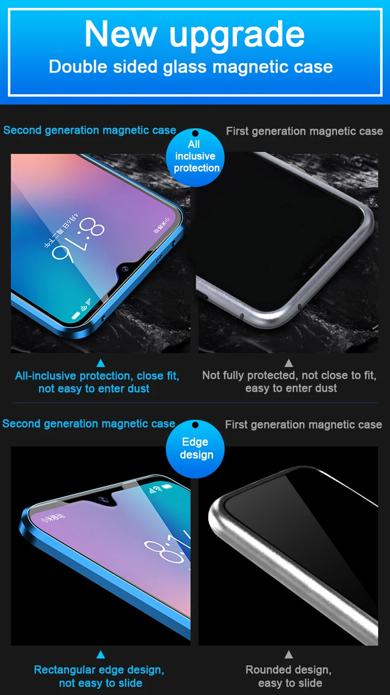 Магнитный адсорбционный металлический стеклянный чехол для Xiaomi mi CC 9 9E 8 9T 6X A2 A3 Lite F1 Red mi Note 7 K20 Pro 7A CC9 двойная боковая крышка
