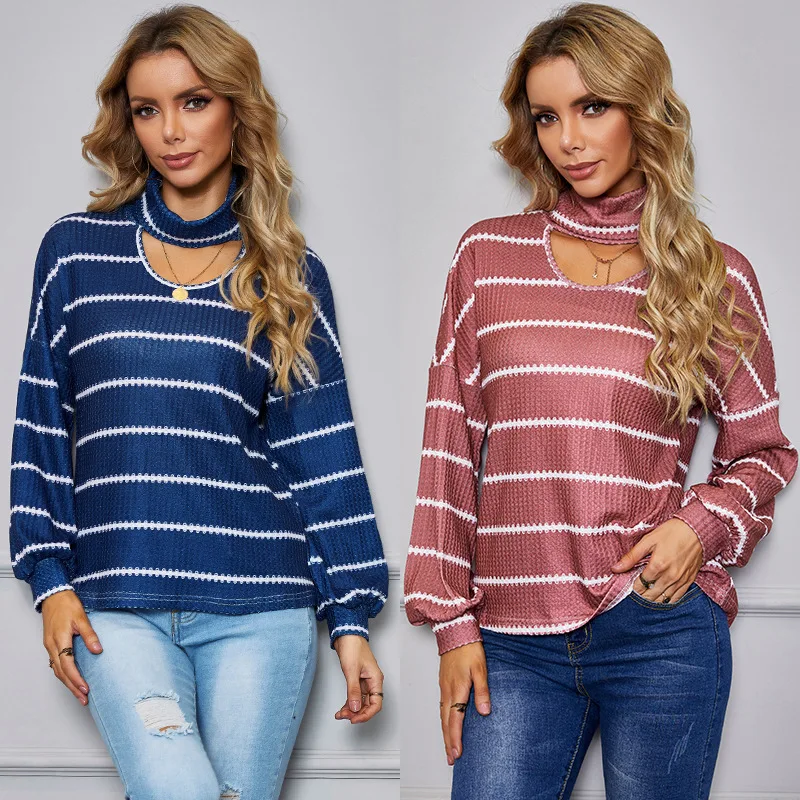 

Pullovers Women O Neck Sweaters Long Sleeve Strip Female Jumper Spring Autumn Fashion Basic Top Soft Knitted Clothes