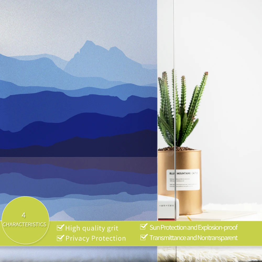 Стеклянная оконная пленка статическая цепляющаяся матовая непрозрачная для