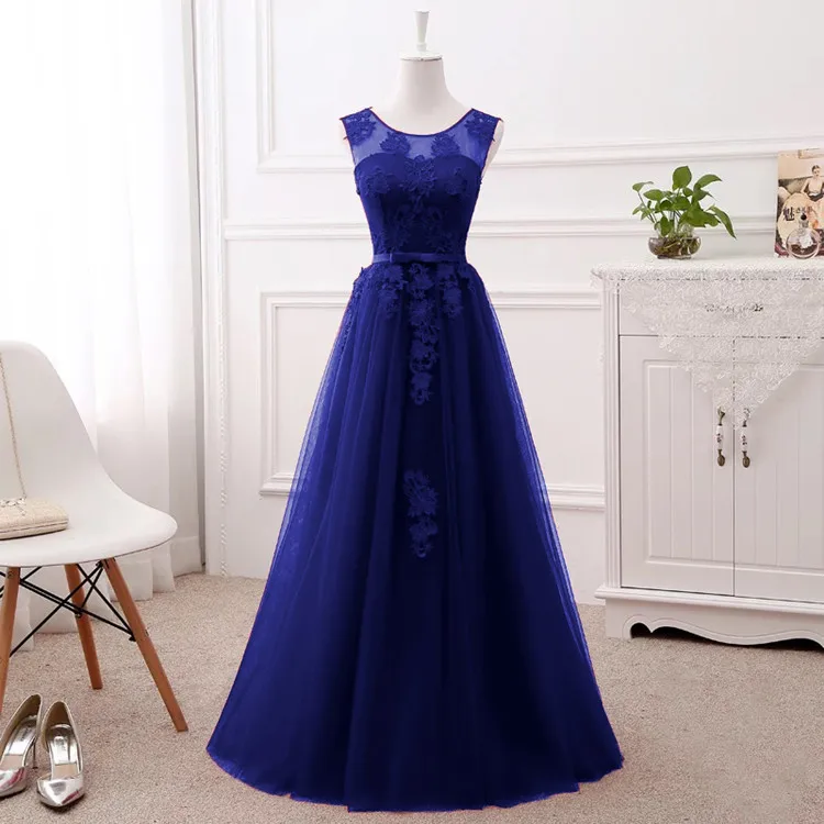 Royal Blue Вечерние платья размера плюс, а-силуэт, тюль, кружево, цвет красного вина, розовый, серый, белый, синий, вечернее платье, халат, soiree longue femme DR03 - Цвет: Royal Blue