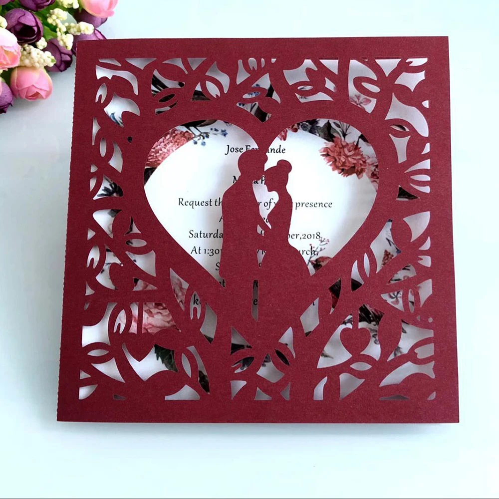 10 шт. пригласительные комплекты открыток с лазерной огранкой пустотелые