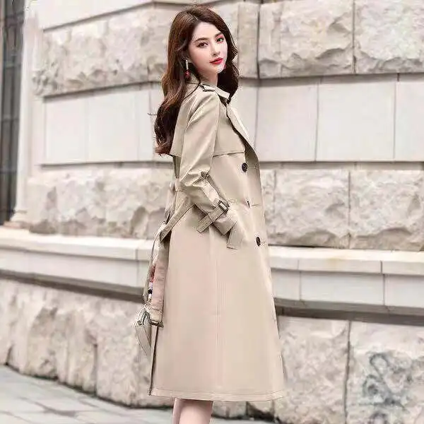 

Fashion Brand New Women Trench Coat Long Double-Breasted Belt Lady Clothes Autumn Spring Outerwear Oversize Solid Coats W123