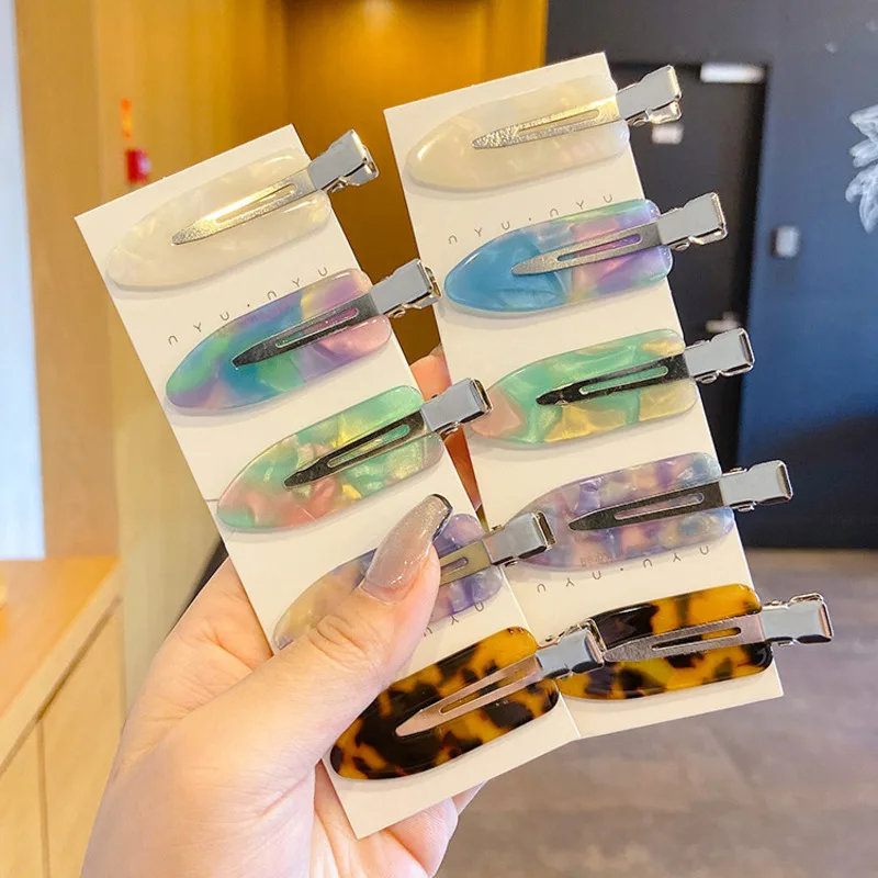 

Xwen 2021 Same Style Girl Acetic Acid Traceless Hairpin Makeup Side Banger Clip Korean Clip Headdress Fashion Hair Accessories