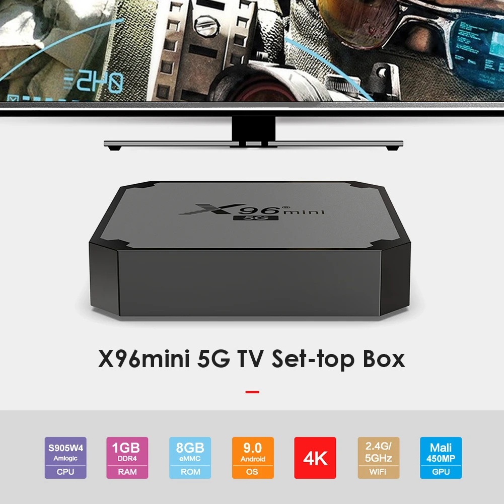 x96 mini tv box android 9 0 s905w quad core 1gb ram 8gb rom dual band wifi stb tv box android 9 0 wifi media player free global shipping