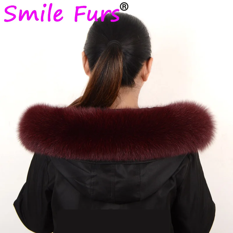 Воротник из натурального меха лисы меховой теплый зимний шарф 75 см белый розовый