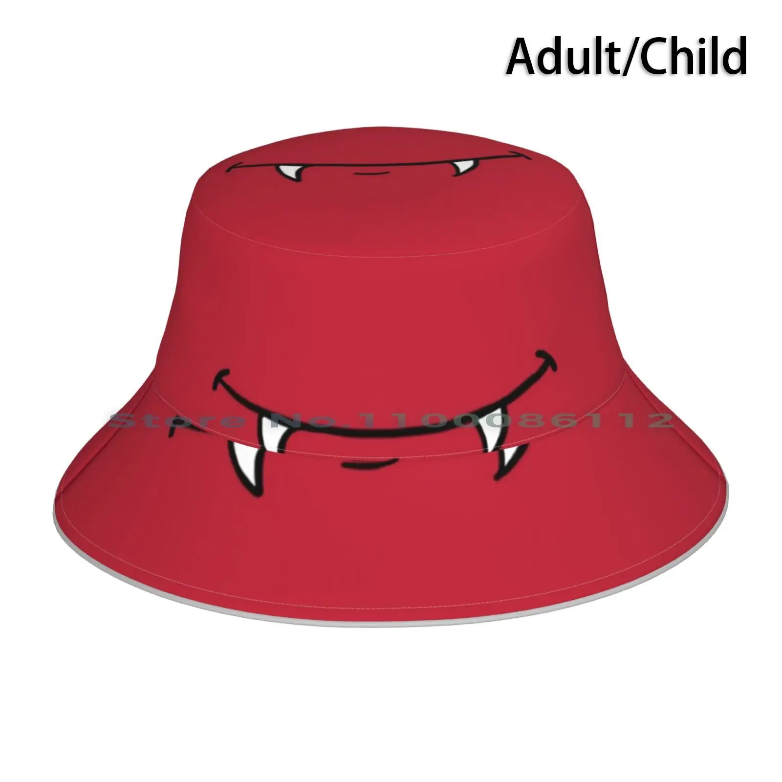 

Vampire Smile Bucket Hat Sun Cap Red Vampire Smile Vampire Teeth Foldable Outdoor Fisherman Hat