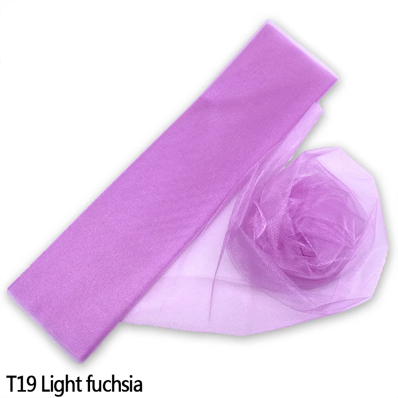 T19 light fuchsia 10 м 48/72 см пряжа Тюль рулон органзы из фатина с лентой, для Юбка для стола ткань для малыша День рождения Baby Shower деревенский Свадебные украшения - Цвет: T19 light fuchsia