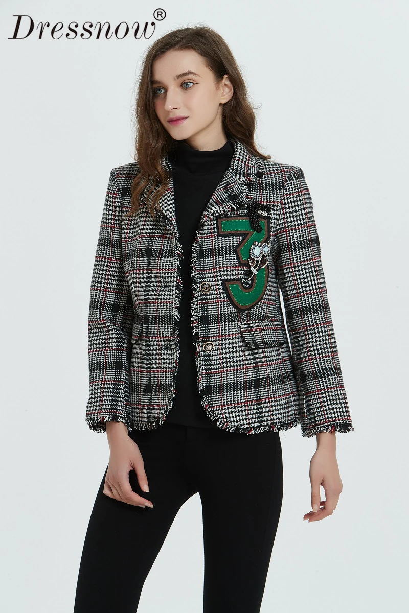 Dressnow, высокое качество, женские зимние плотные твидовые клетчатые куртки, пальто, зимняя куртка с длинным рукавом, пальто, женская твидовая куртка, верхняя одежда