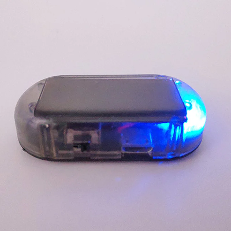 Blue Солнечная USB Мощность автосигнализации светильник Анти-кражи Предупреждение мигающий поддельные Автомобильный светодиодный светильник вспышки мигает при красные, синие новое обновление - Испускаемый цвет: Blue