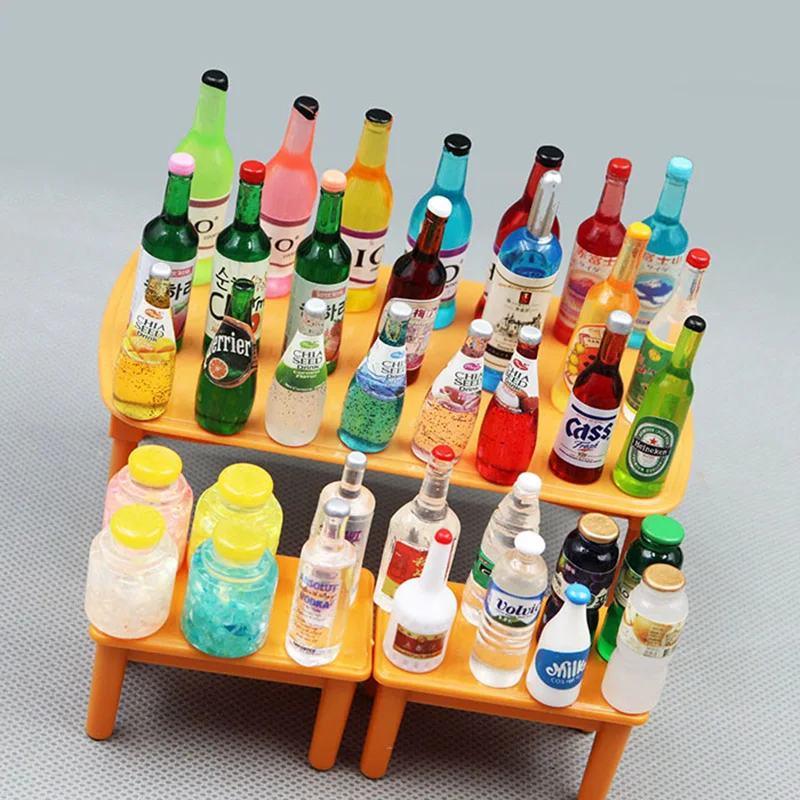 

20 PCS Mini Dollhouse Miniature Food Drink Bottles Dolls Model Toys Dollhouse Accessories For Kids Birthdays Gifts