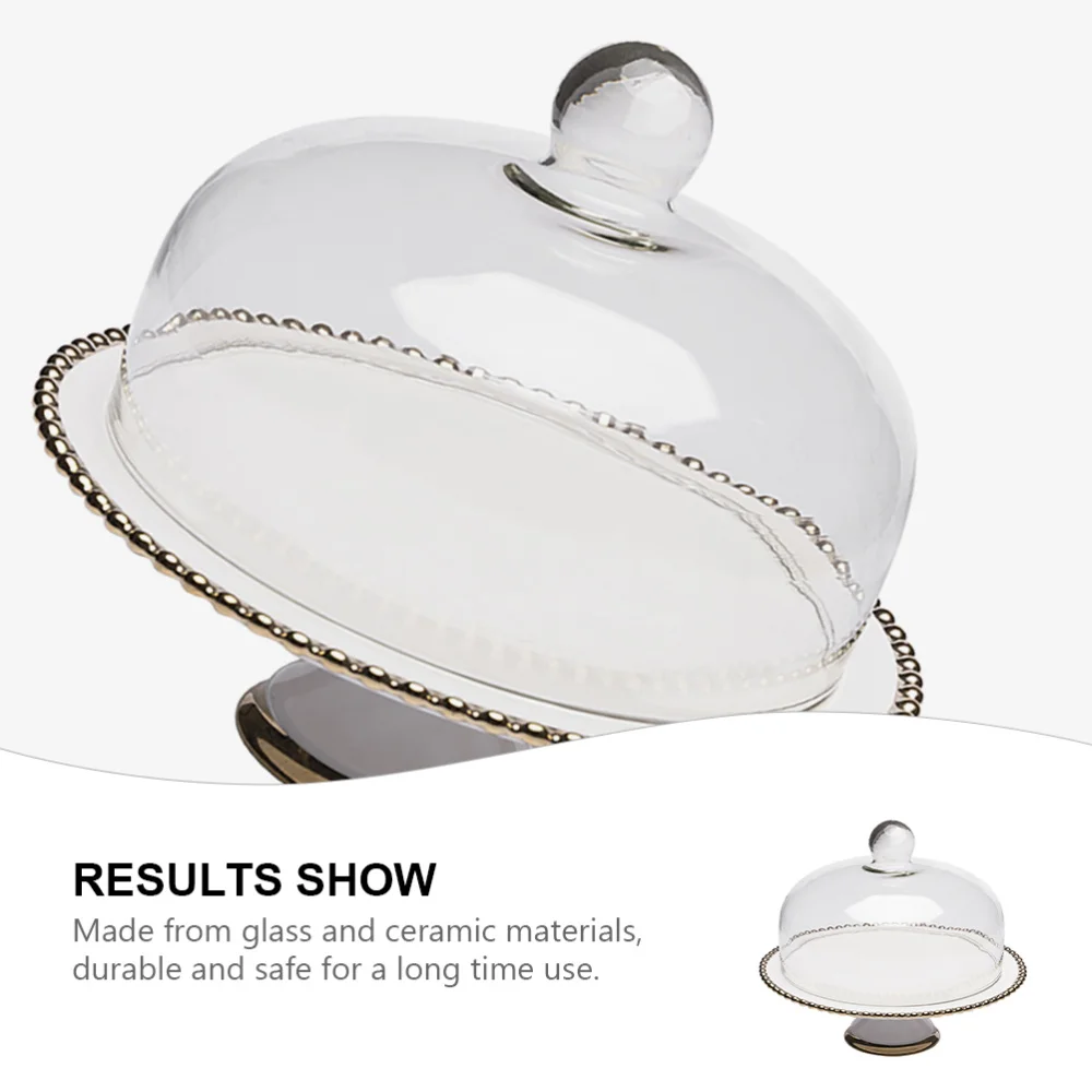 

1 Set Party Cake Glass Cover Food Cover Dessert Cake Plate Dust-proof Cover