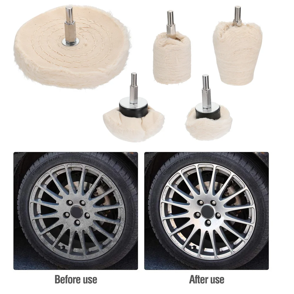 

5pcs White Flannelette Polishing Mop Wheel Drill Polishing Pad Buffing Wheel