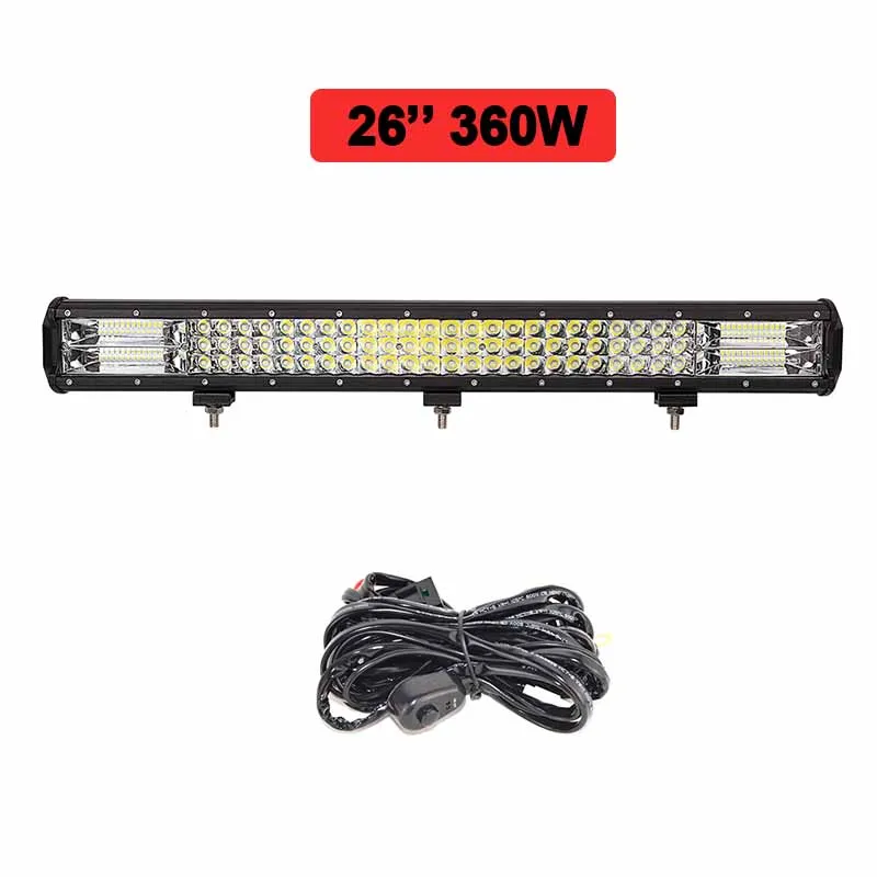 360w with wire kit 1" 17" 20''2" 28" 3" 7D светодиодный светильник Бар Offroad 288 Вт 324 комбо луч светодиодный фар дальнего света 12v 24v для грузовиков, внедорожников, квадроциклов, наводненных 4WD 4x4 - Цвет: 360w with wire kit