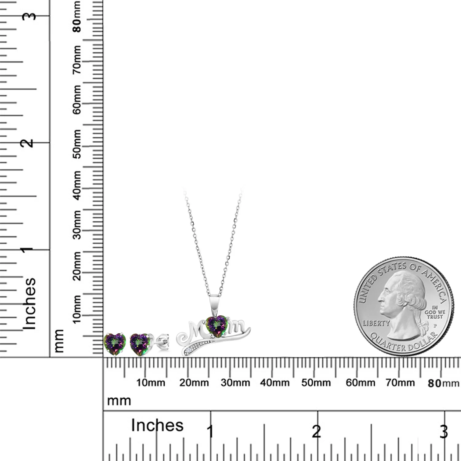 Драгоценный Камень Королевский серебро 925 пробы &quotМама&quot в форме сердца Зеленый