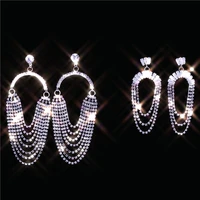 fashion long tassel crystal earrings for women 2920 bijoux luxury shiny gold color star dangle earrings jewelry gifts