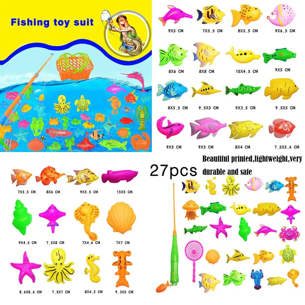 15/27 шт. набор Пластик магнитные игрушки для рыбалки ванны младенца игрушка игра в