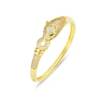 Золотая голова леопарда, украшения в стиле хип-хоп, Открытый браслет для женщин, женский ювелирный браслет из меди и циркония