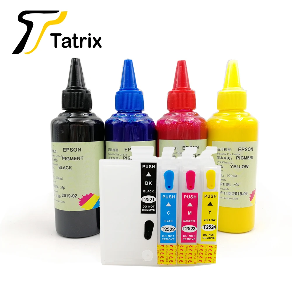 Многоразовый картридж для чернил Tatrix T252XL T2521-T2524 Epson WF-3620 с чернилами | Компьютеры и