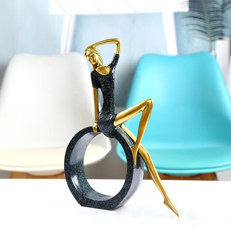 

2 Pcs Lady Reading Yoga Statue Desk Resin Art Crafts Hollow Ornament Figurines