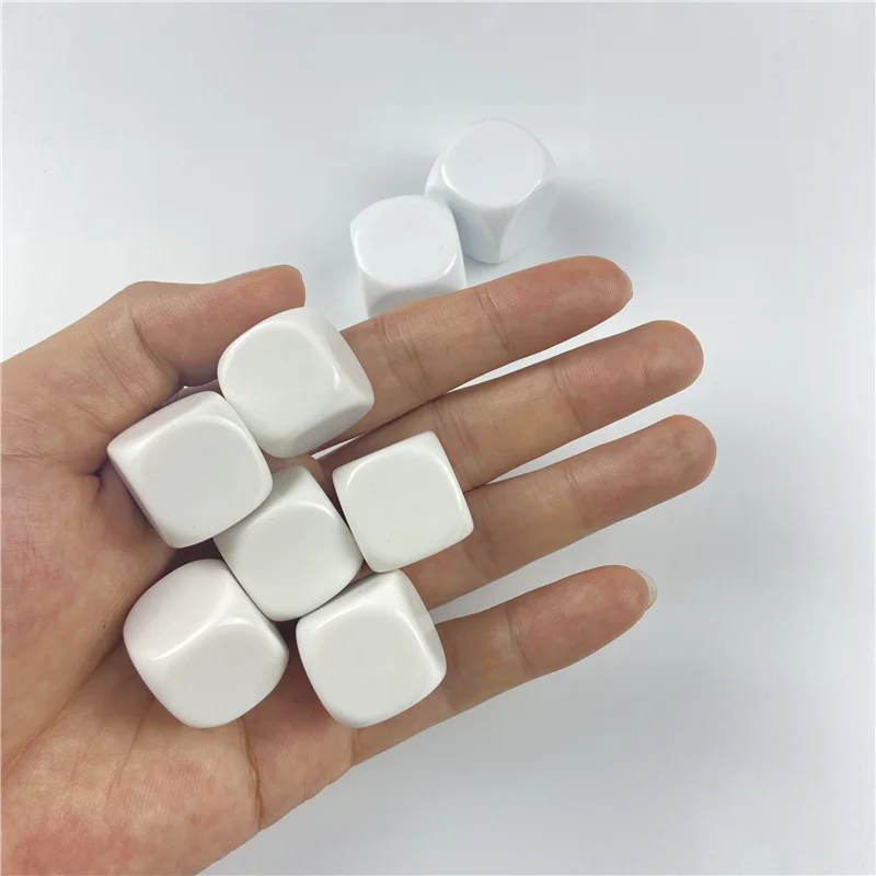 

5pcs White 22/25/30mm Blank Dice Acrylic Rounded Board game Corner D6 Blank RPG Dice Write DIY Carving Children Teaching Dice