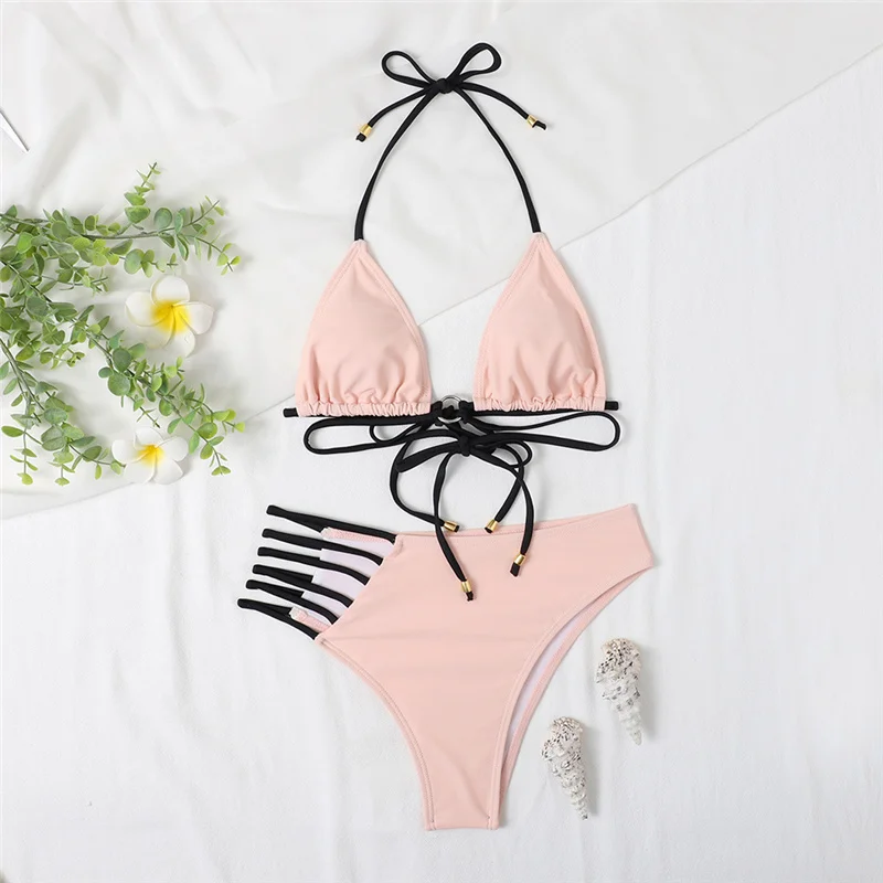 

Sexy Bikini 2021 High Waist Swimsuit Women Swimwear Bathing String Bikini Set Hollow Out Swimsuit Female Swimming Suit For Women