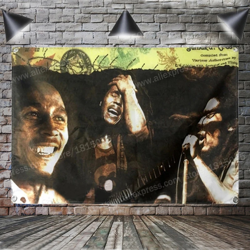 

Bob Marley Flag Banner Polyester 3*5FT 144* 96CM Hang On The Wall 4 Grommets Custom Flag Indoor Larghing