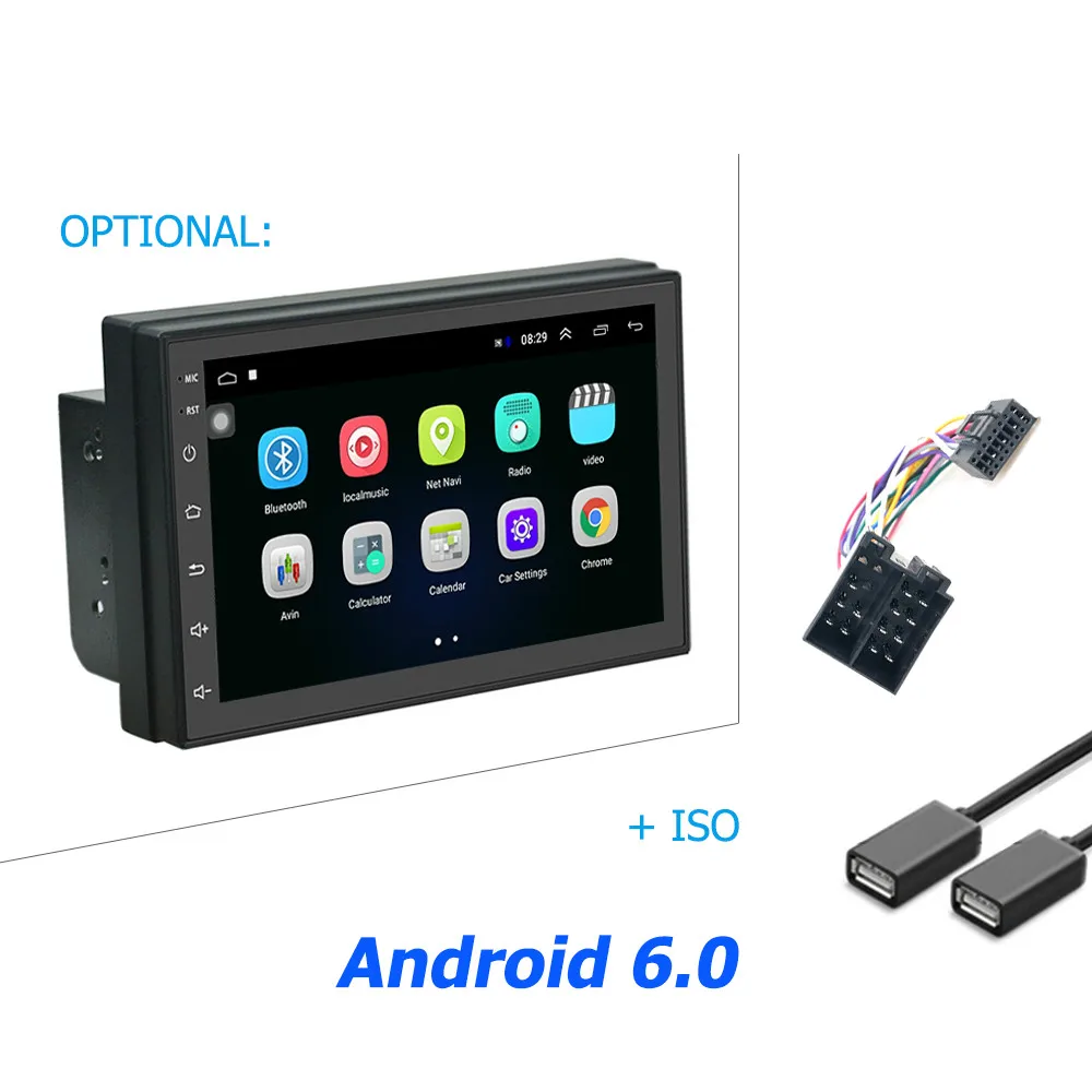 ISO Cable Hikity автомобильный мультимедийный плеер Andriod gps навигация 2DIN HD автомобильное радио Wi-Fi 2 Din " автомобильное аудио-радио стерео зеркало радиосвязь автомобиль - Цвет: ISO Cable