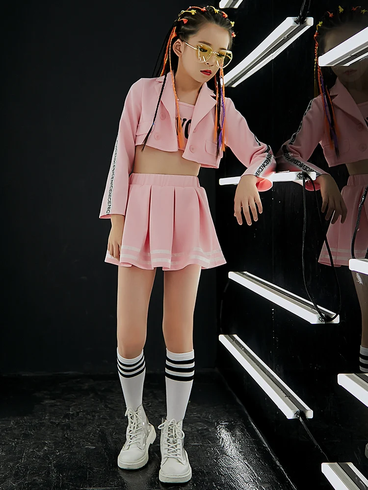 Женские модные розовые комплекты Детский костюм для джазовых танцев уличная