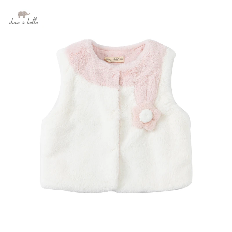 

DBH19184 dave bella winter baby girls cute floral coat children fashion children girl sleeveless vest