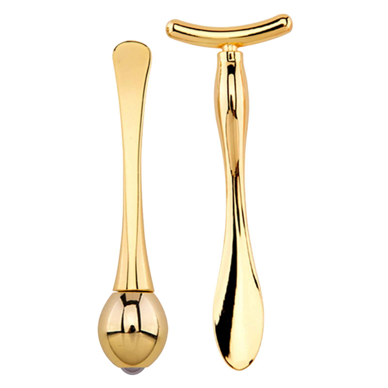 

2pcs Wand Stick Spoon Eye Cream Applicator Spatulas Dark Circles Makeup For Facial Reduce Puffiness Zinc Alloy Massager Tool