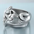 Кота Открытое кольцо симпатичное животное кошка Открытое кольцо Тотем кольцо