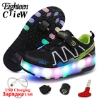 Детские светящиеся кроссовки с подсветкой, сникерсы с USB-зарядкой, переключатель для роликовых коньков, обувь для детей, размеры 28-40