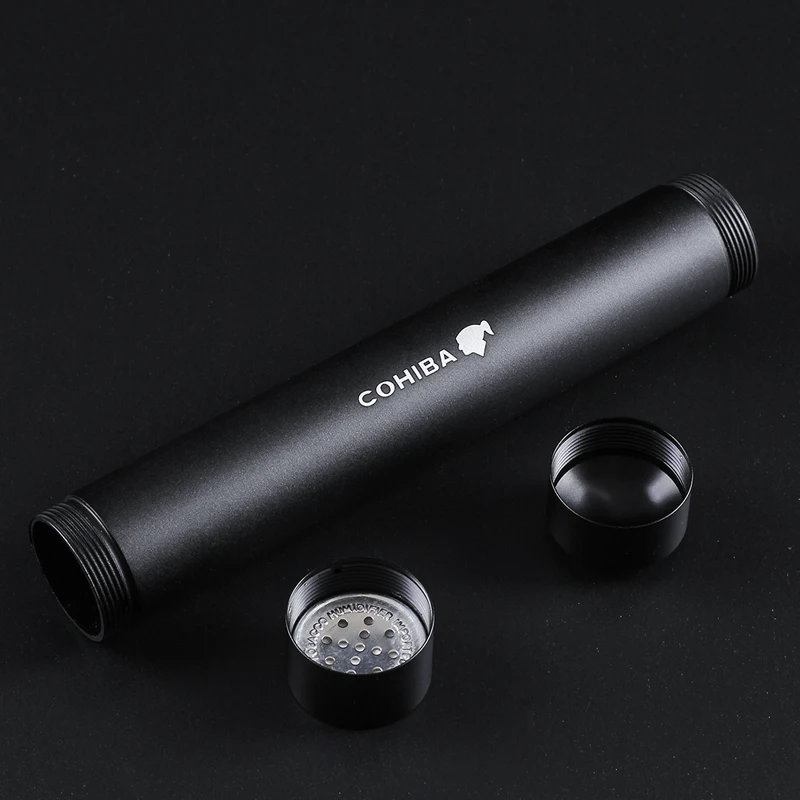 Cohiba Алюминий один черный труба металлическая для сигары увлажняющий планшетов