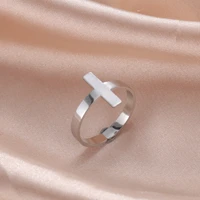 cooltime stainless steel cross couple rings for men women steel color wedding gift party birthday finger ring fashion jewelry