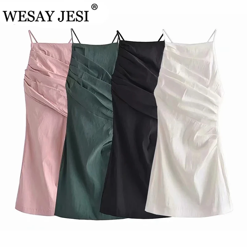 

WESAY JESI 2021 Spring Floral Dress Women French Style Puff Sleeve Chiffon Split Dress Oversize Korean Style Print Dress Women