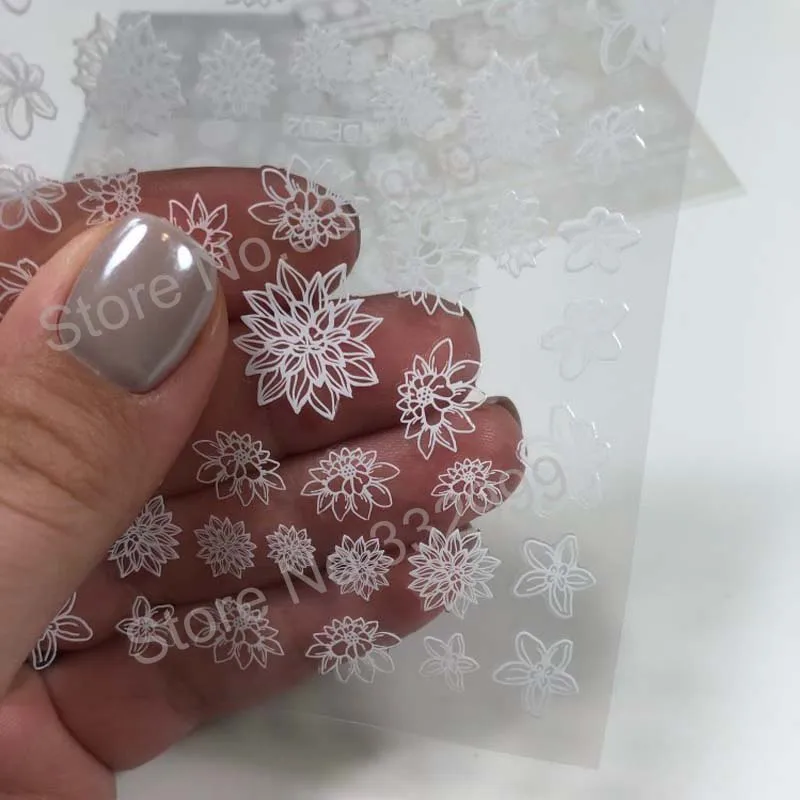 Модный маникюр дизайн 3D наклейки на ногти цветок задняя наклейкой клея белый