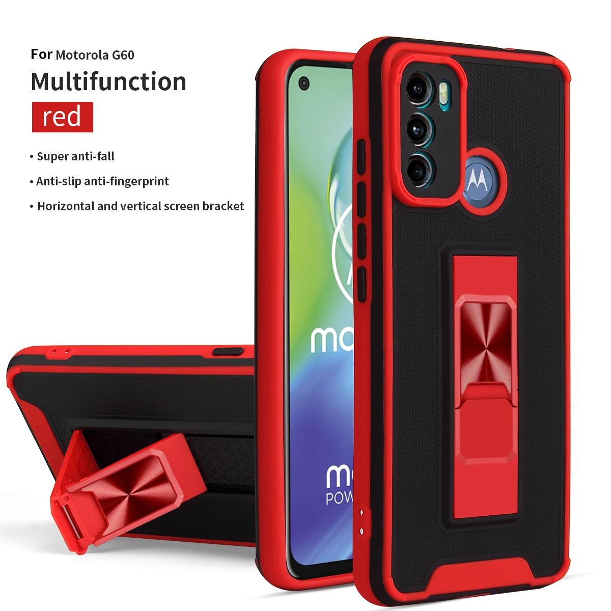 

Fashion Armor Rugged Heavy Shockproof Phone Case For Motorola G10 G20 G30 G40 G50 G60 G100 Fusion Magnetic Kickstand Back Cover