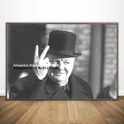 WINSTON Черчилль в за победу плакат настенные художественные принты, черно-белые картины на холсте портрет Великобритании фото Настенная картина