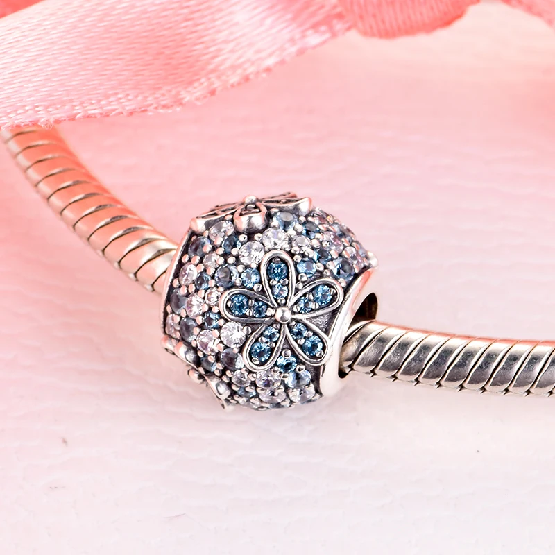 

2020 New Spring Green Pave Daisy Flower Charm 925 Sterling silver Charms fit Beads Bracelets DIY For Women Jewelry Wholesale