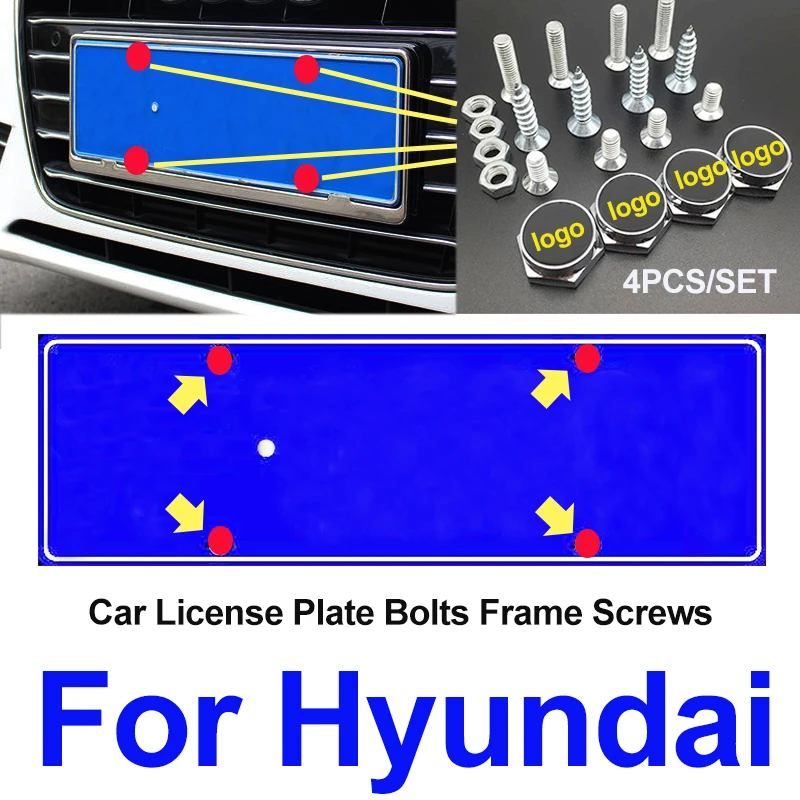

1set Original LOGO Car Styling Auto Front Trunk License Plate Frames Screw Cap Covers For IX20 IX30 IX35 I40